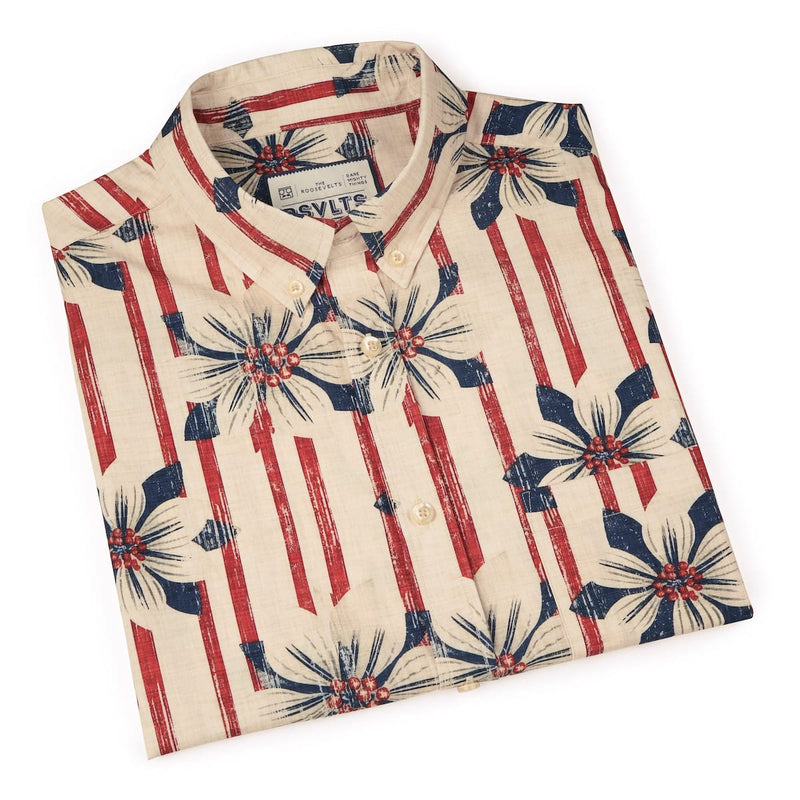 RSVLTS Liberty in Bloom KUNUFLEX Short Sleeve Shirt in Blue — detail 8
