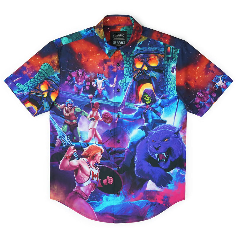 RSVLTS Battle for Eternia KUNUFLEX Short Sleeve Shirt in Blue — front view
