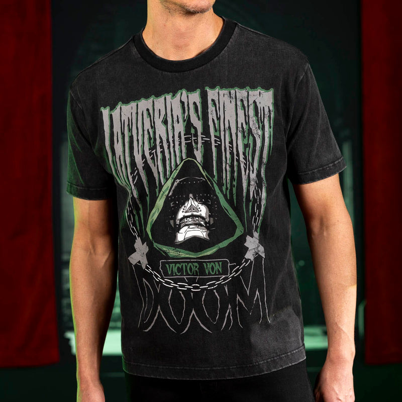 RSVLTS Latveria's Finest Vintage Crewneck Tee in Black — detail 4