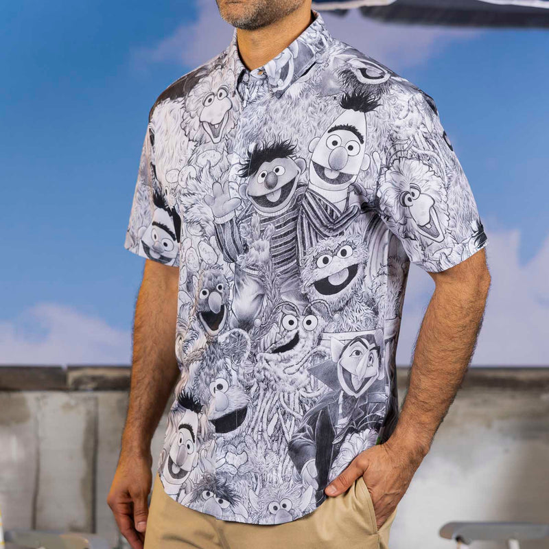 RSVLTS Hyperreal Hijinks KUNUFLEX Short Sleeve Shirt in Black — detail 5