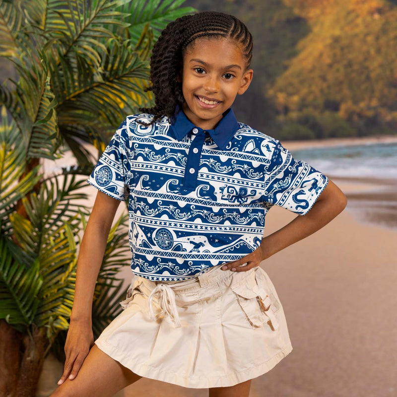 RSVLTS You’re Welcome Youth All-Day Polo in Blue — front view