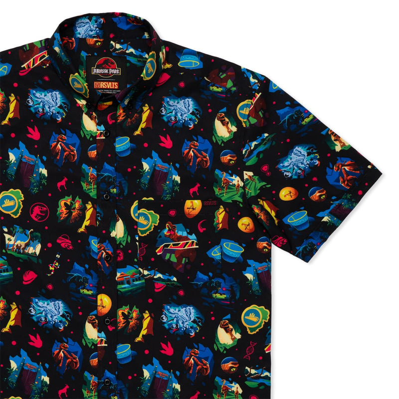RSVLTS Neon ‘93 KUNUFLEX Short Sleeve Shirt in Black — front view