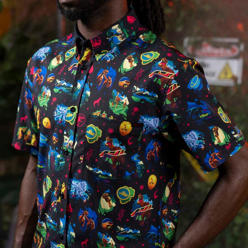 RSVLTS Neon ‘93 KUNUFLEX Short Sleeve Shirt in Black — detail 4