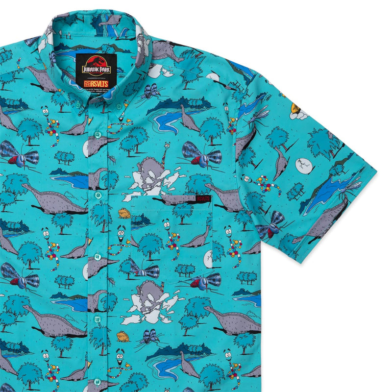 RSVLTS The Miracle of Cloning KUNUFLEX Short Sleeve Shirt in Blue — front view
