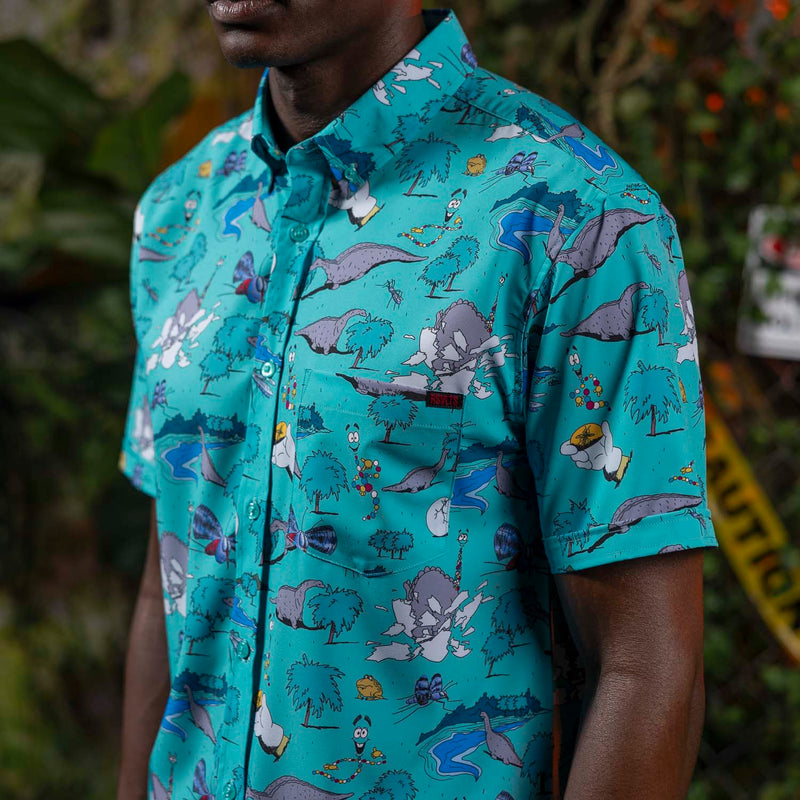 RSVLTS The Miracle of Cloning KUNUFLEX Short Sleeve Shirt in Blue — detail 2