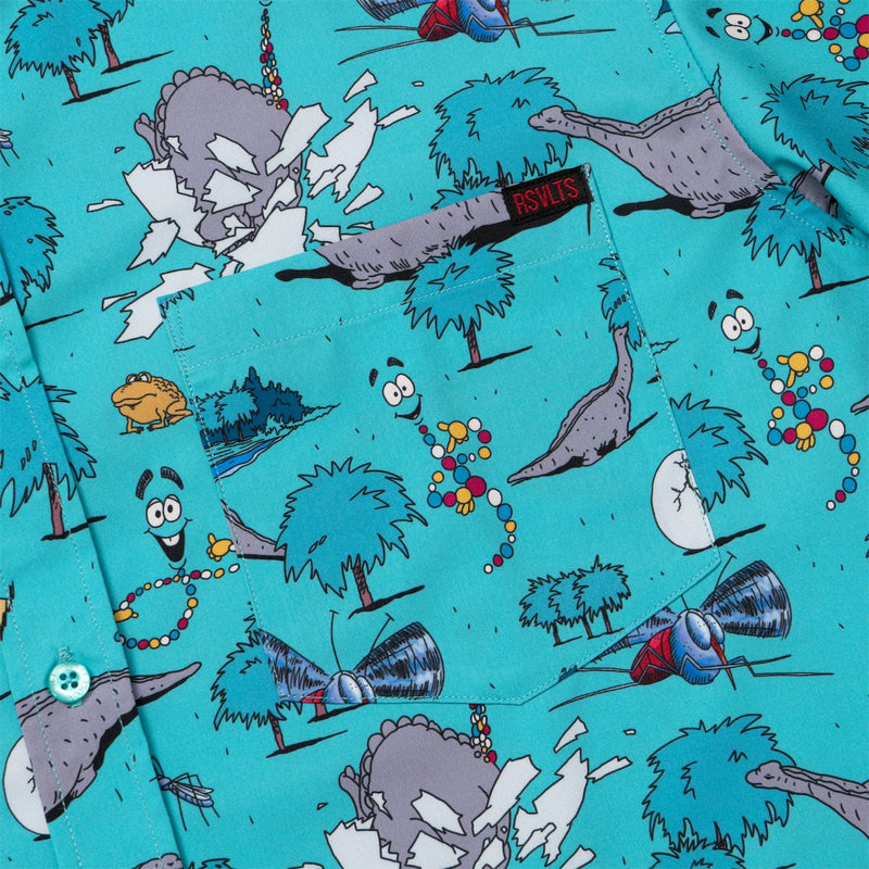 RSVLTS The Miracle of Cloning KUNUFLEX Short Sleeve Shirt in Blue — detail 3