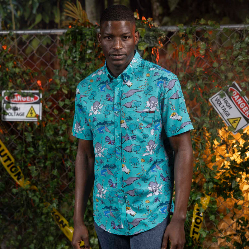 RSVLTS The Miracle of Cloning KUNUFLEX Short Sleeve Shirt in Blue — detail 4