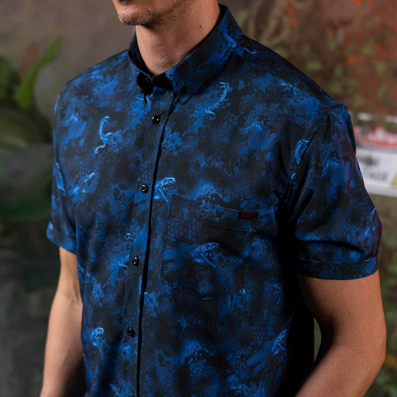 RSVLTS Assets Out of Containment KUNUFLEX Short Sleeve Shirt in Black — detail 4