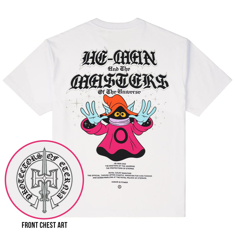 RSVLTS Protectors of Eternia Vintage Crewneck Tee in White — front view