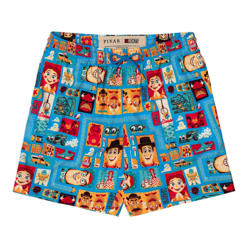 RSVLTS Woodcut Woody & Friends Hybrid Shorts — front view