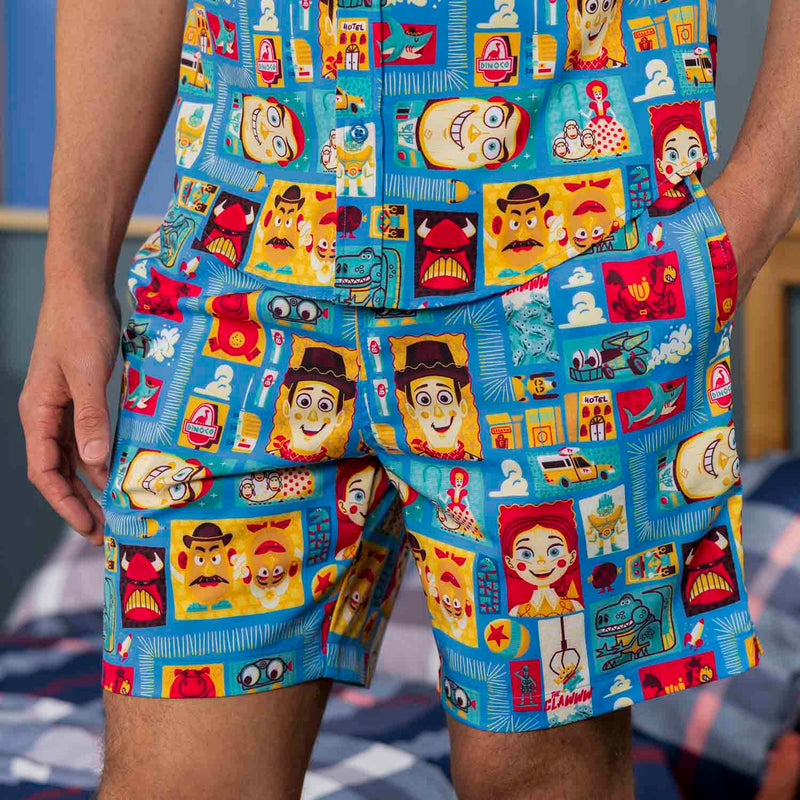 RSVLTS Woodcut Woody & Friends Hybrid Shorts in Blue — detail 2