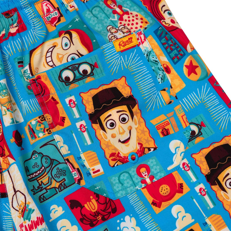 RSVLTS Woodcut Woody & Friends Hybrid Shorts in Blue — detail 3