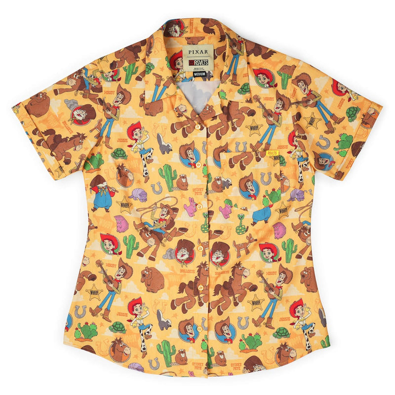 RSVLTS The Original Roundup Gang Women's KUNUFLEX Short Sleeve Shirt in Orange — front view