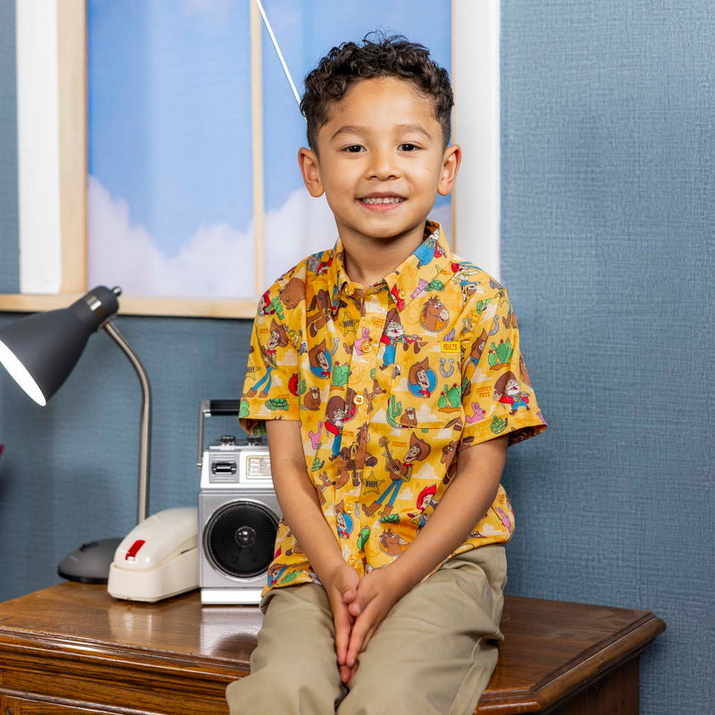 RSVLTS The Original Roundup Gang Preschool KUNUFLEX Short Sleeve Shirt in Orange — front view