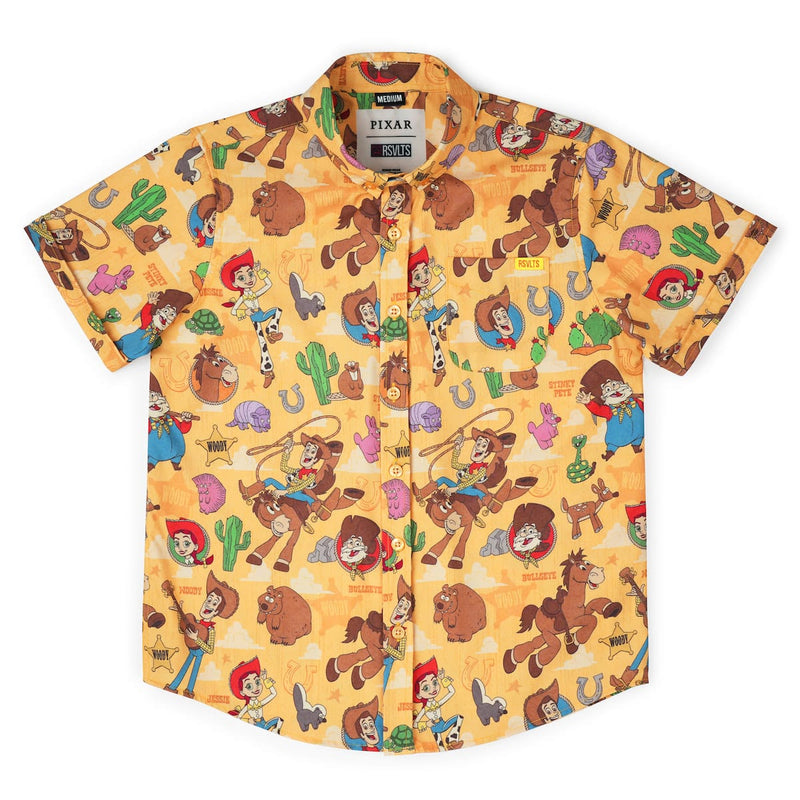 RSVLTS The Original Roundup Gang Youth KUNUFLEX Short Sleeve Shirt in Orange — front view