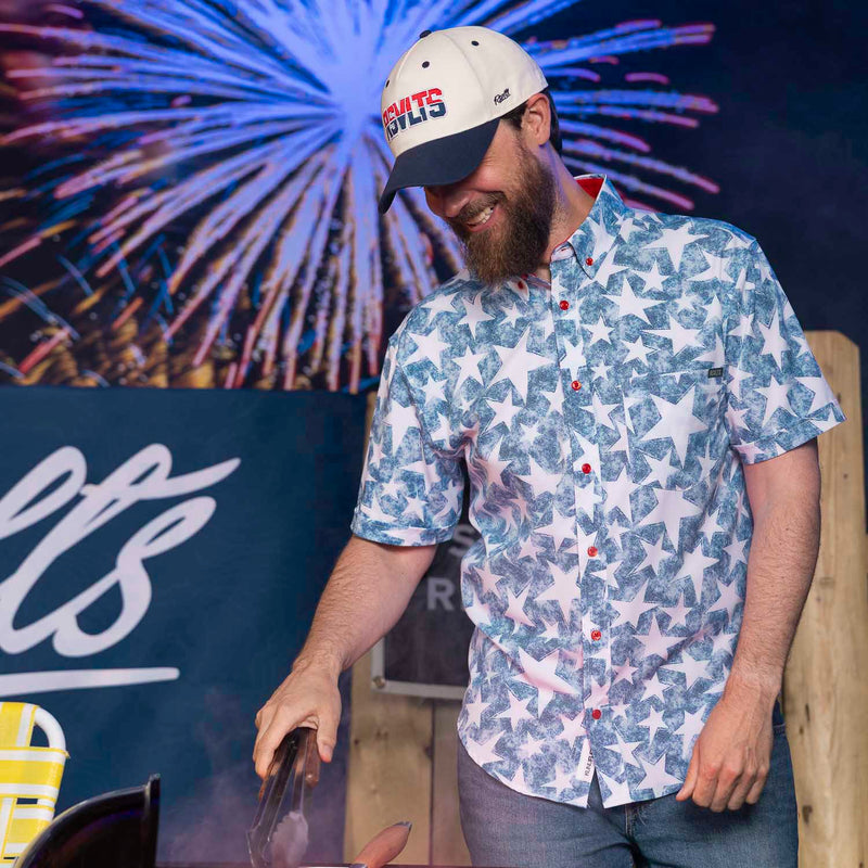 RSVLTS Bold Glory ('94) KUNUFLEX Short Sleeve Shirt in Blue — detail 3