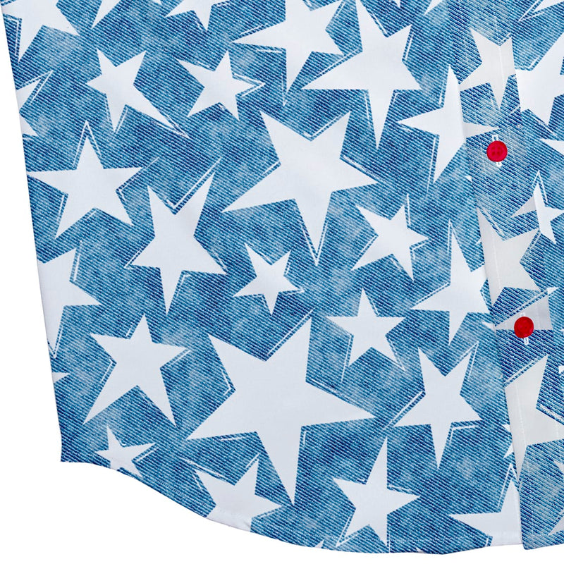 RSVLTS Bold Glory ('94) KUNUFLEX Short Sleeve Shirt in Blue — detail 5