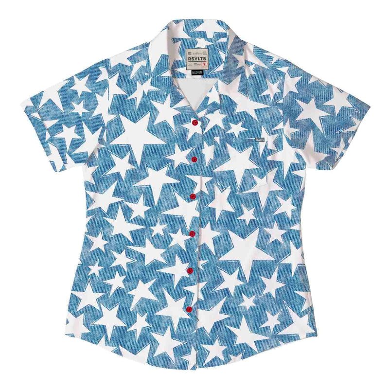 RSVLTS Bold Glory ('94) Women's KUNUFLEX Short Sleeve Shirt in Blue — detail 2