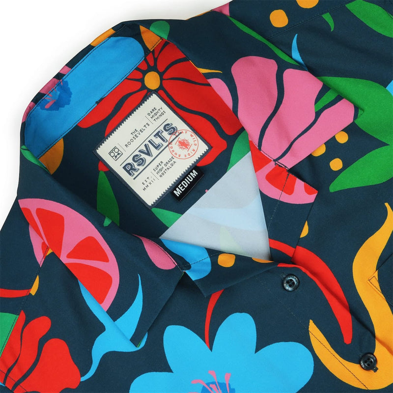 RSVLTS BIG Groovy Garden Women's KUNUFLEX Short Sleeve Shirt in Black — detail 3