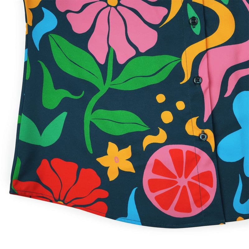 RSVLTS BIG Groovy Garden Women's KUNUFLEX Short Sleeve Shirt in Black — detail 4