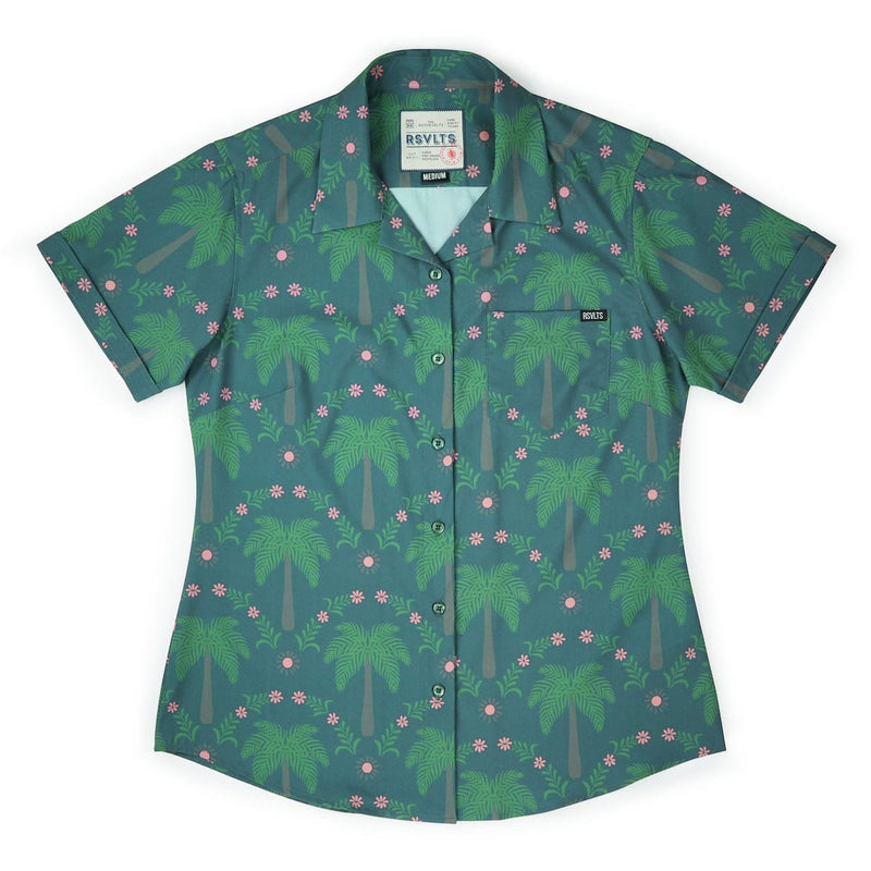 RSVLTS BIG Keep Palm Women's KUNUFLEX Short Sleeve Shirt in Green — front view