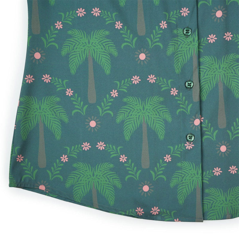 RSVLTS BIG Keep Palm Women's KUNUFLEX Short Sleeve Shirt in Green — detail 4