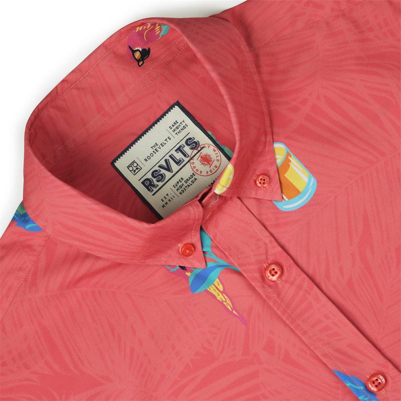 RSVLTS BIG Tropical Flocktails KUNUFLEX Short Sleeve Shirt in Pink — detail 4
