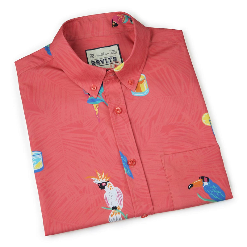 RSVLTS BIG Tropical Flocktails KUNUFLEX Short Sleeve Shirt in Pink — detail 6