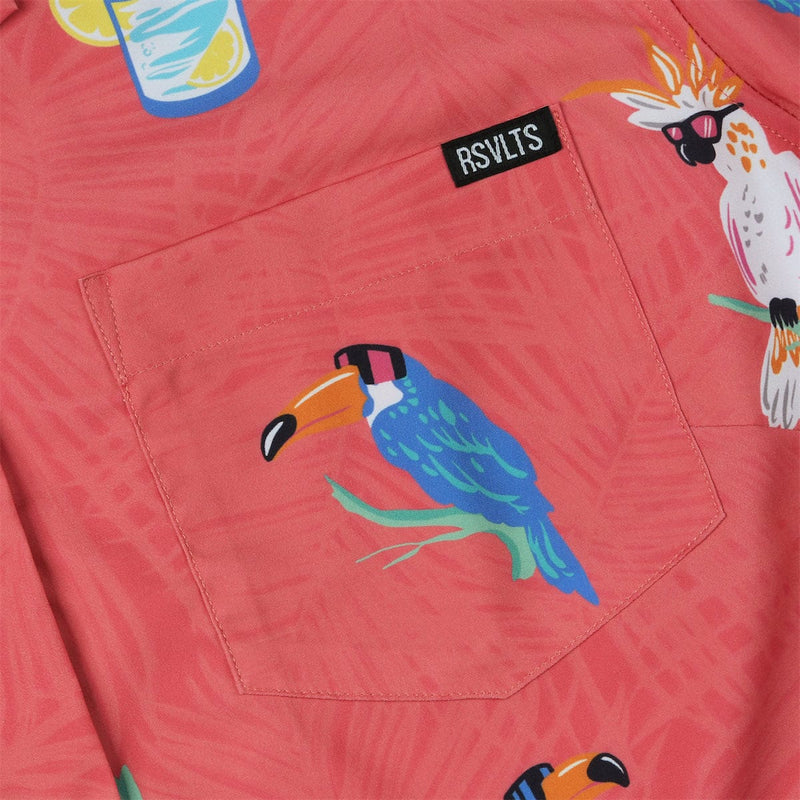 RSVLTS BIG Tropical Flocktails Women's KUNUFLEX Short Sleeve Shirt in Pink — detail 2