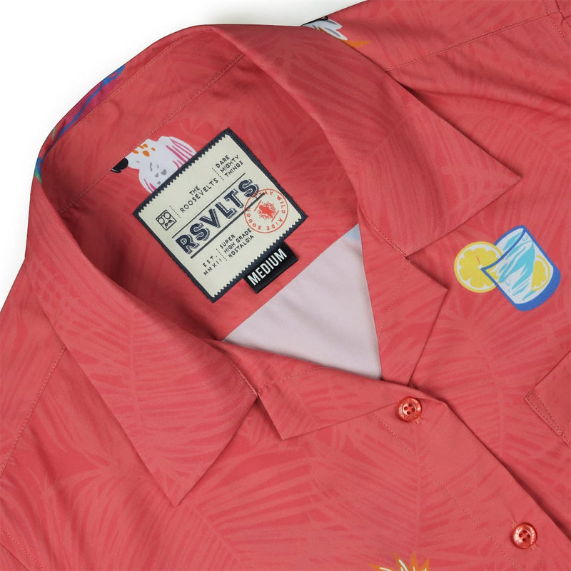 RSVLTS BIG Tropical Flocktails Women's KUNUFLEX Short Sleeve Shirt in Pink — detail 3