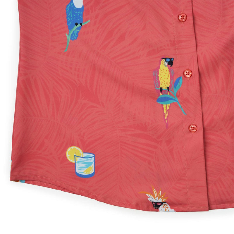 RSVLTS BIG Tropical Flocktails Women's KUNUFLEX Short Sleeve Shirt in Pink — detail 4