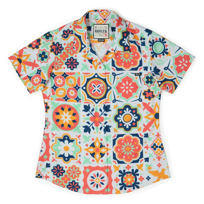 RSVLTS BIG Talavera Women's KUNUFLEX Short Sleeve Shirt in Multicolor — front view