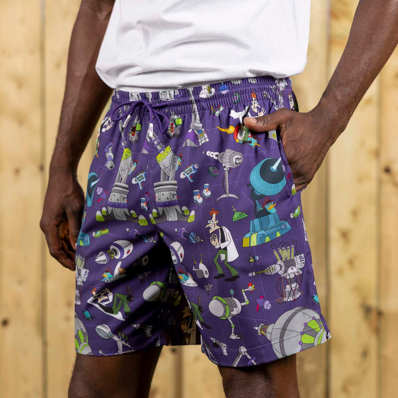 RSVLTS Doofenshmirtz Evil Incorporated Hybrid Shorts in Purple — detail 2