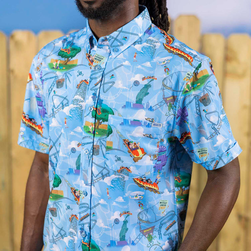 RSVLTS Summer Shenanigans KUNUFLEX Short Sleeve Shirt in Blue — detail 2