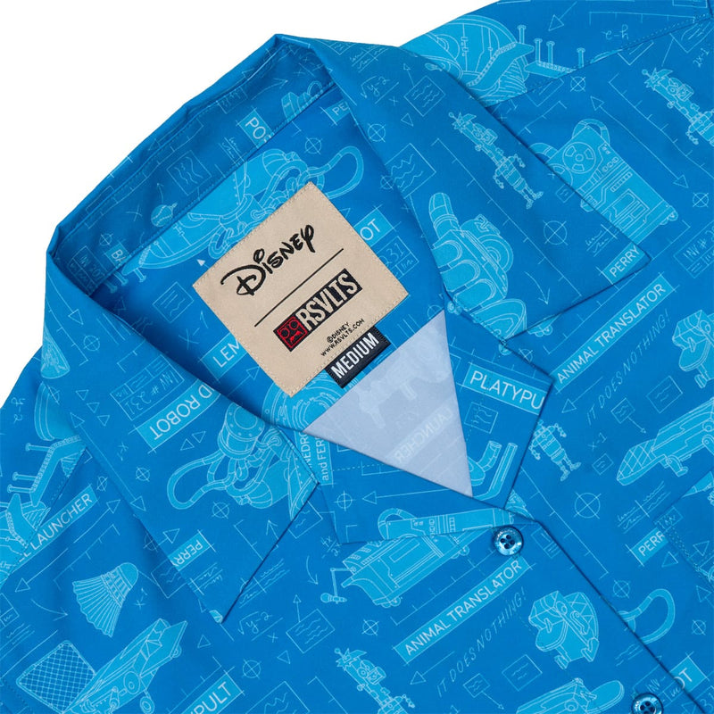 RSVLTS Backyard Blueprints Women's KUNUFLEX Short Sleeve Shirt in Blue — detail 4