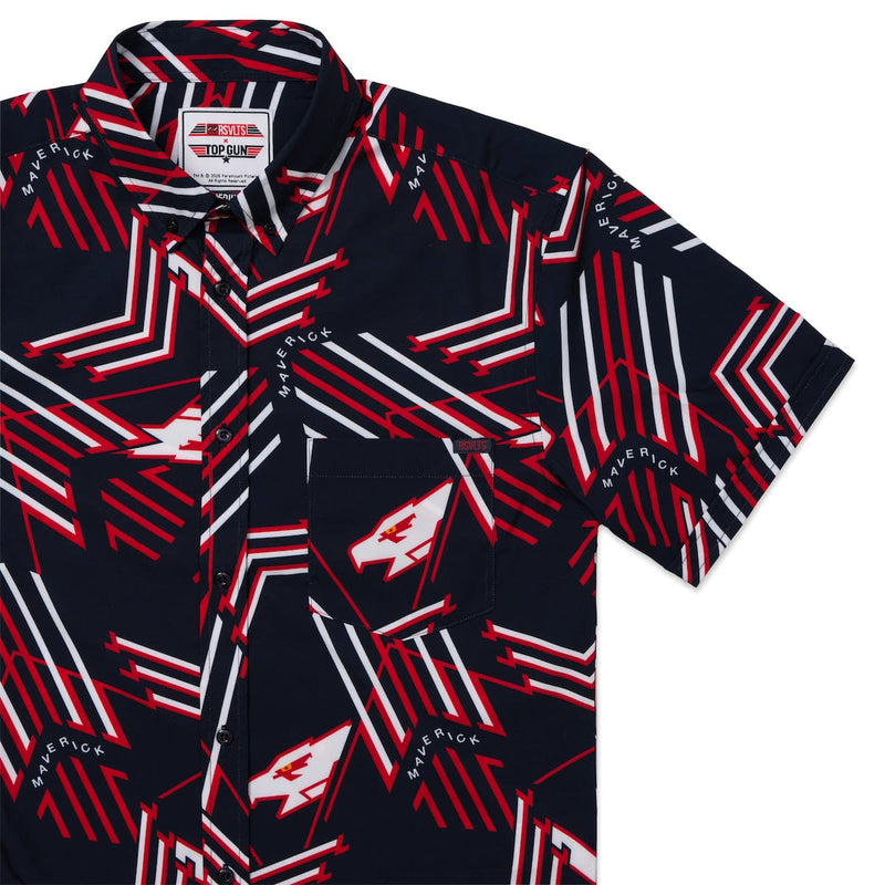 RSVLTS Maverick’s Mark KUNUFLEX Short Sleeve Shirt in Black — front view