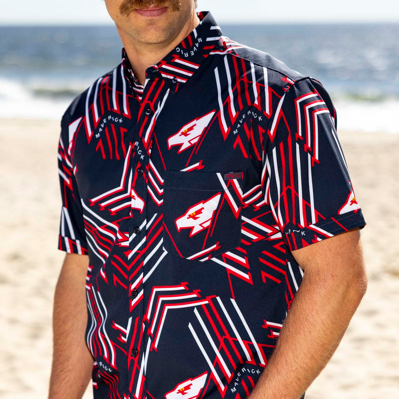 RSVLTS Maverick’s Mark KUNUFLEX Short Sleeve Shirt in Black — detail 4