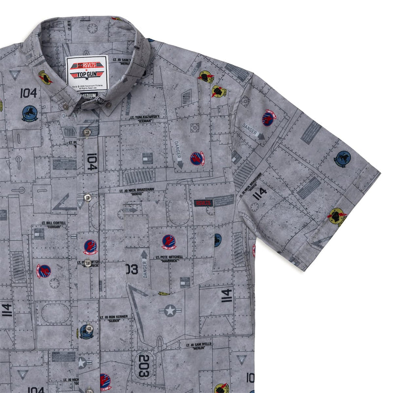 RSVLTS F-14 Tomcat KUNUFLEX Short Sleeve Shirt in Gray — front view