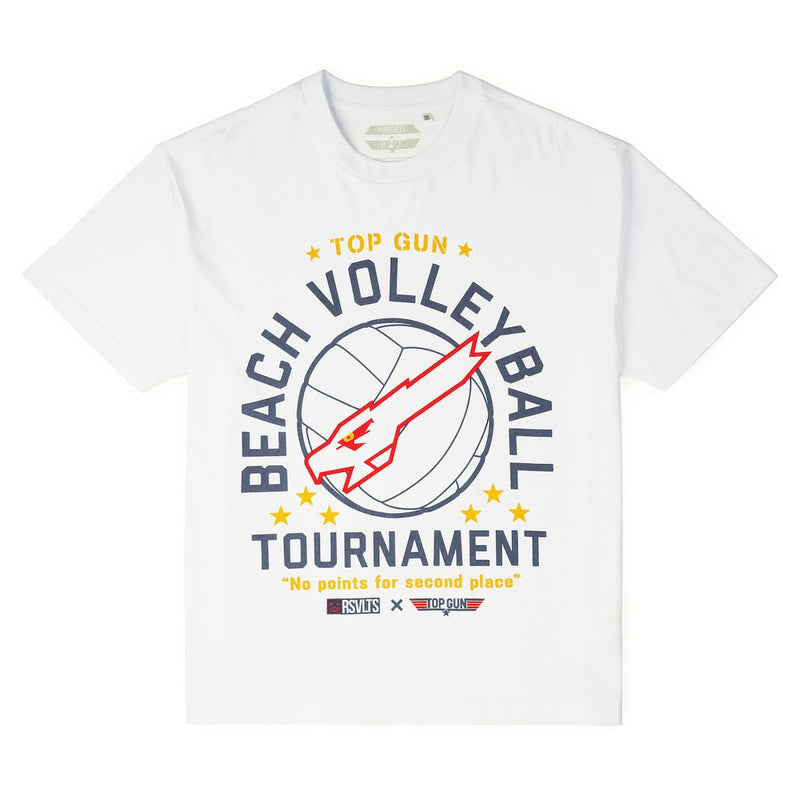 RSVLTS No Points for Second Place Vintage Crewneck Tee in White — front view