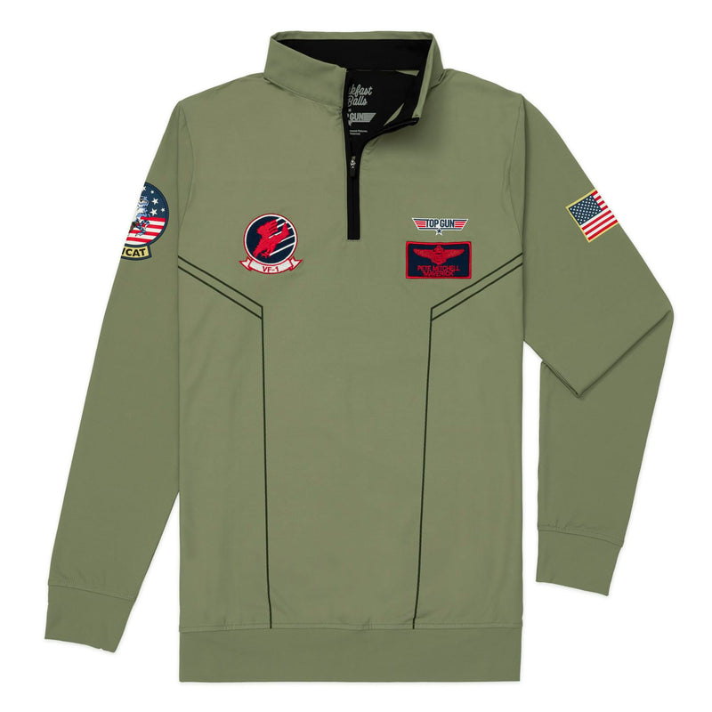 RSVLTS Danger Zone Quarter Zip in Green — front view