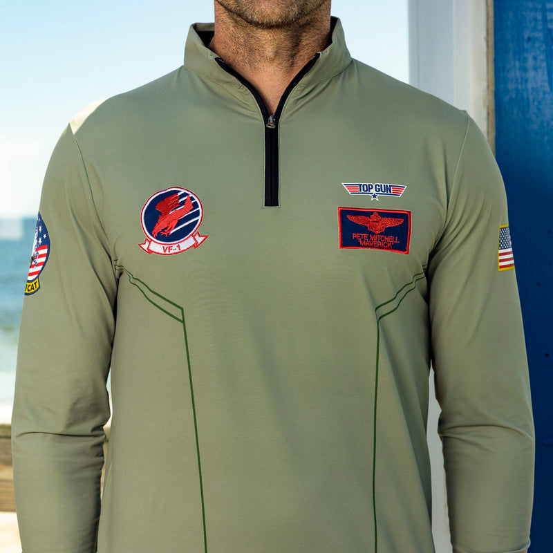 RSVLTS Danger Zone Quarter Zip in Green — detail 4