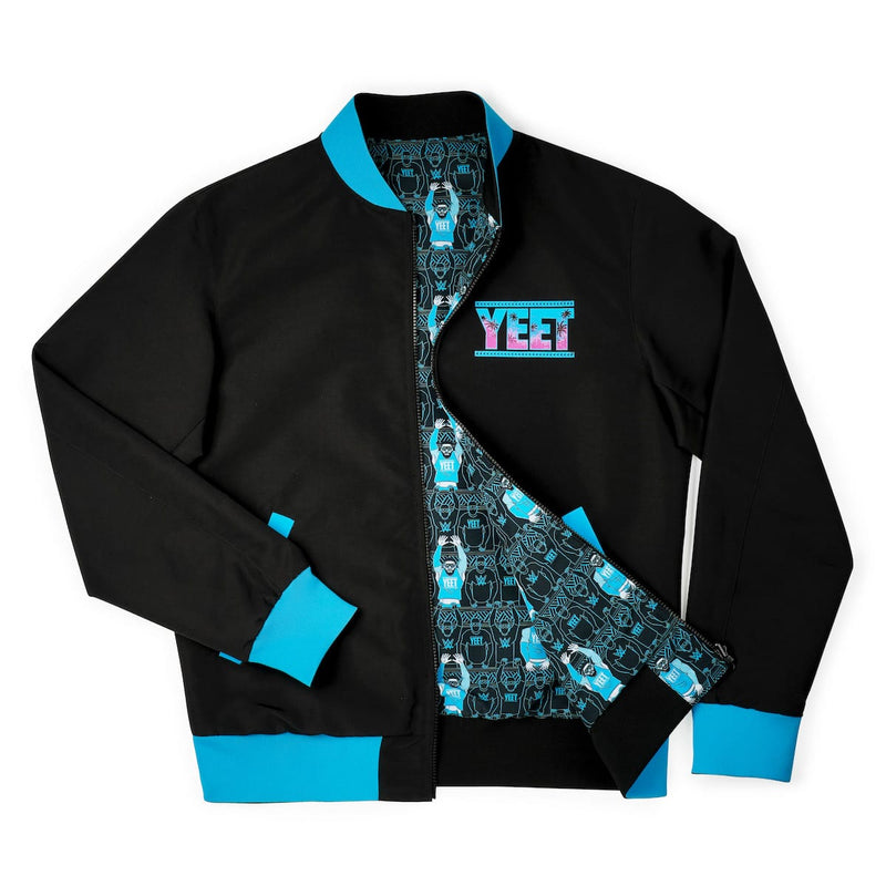 RSVLTS YEET! Reversible Bomber Jacket in Black — front view