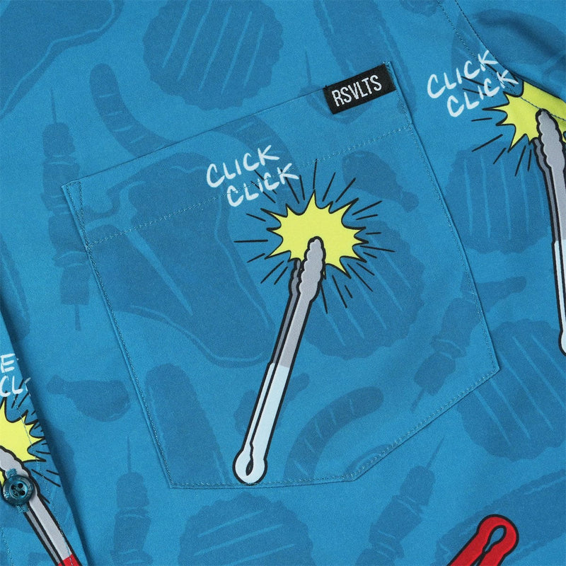 RSVLTS BIG Let Me See That Tong KUNUFLEX Short Sleeve Shirt in Blue — detail 2