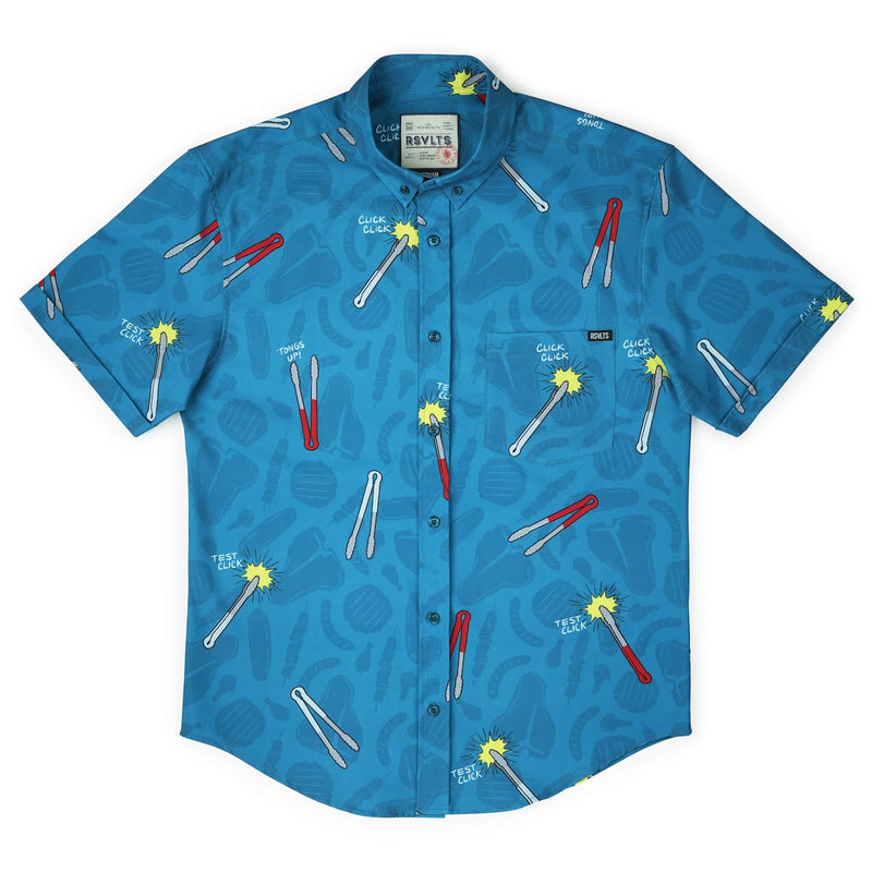 RSVLTS BIG Let Me See That Tong KUNUFLEX Short Sleeve Shirt in Blue — detail 3
