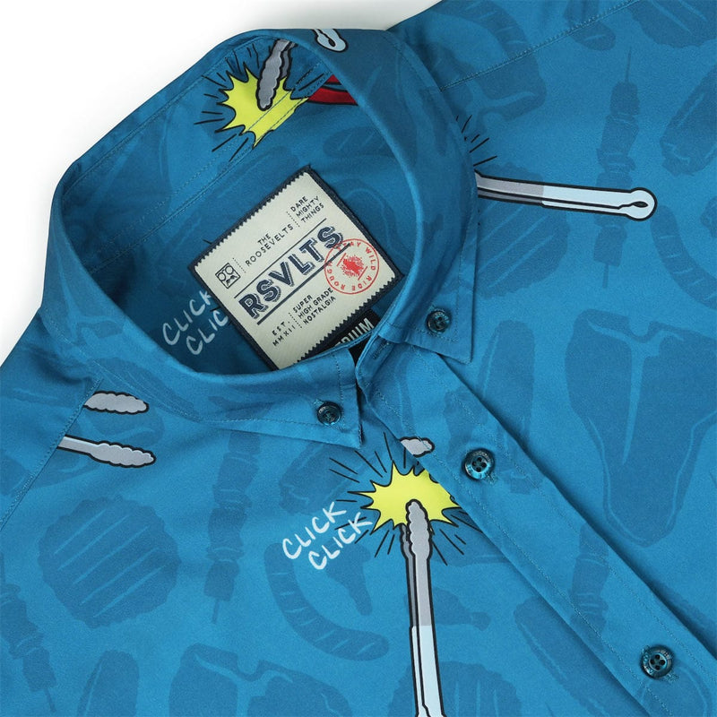 RSVLTS BIG Let Me See That Tong KUNUFLEX Short Sleeve Shirt in Blue — detail 4