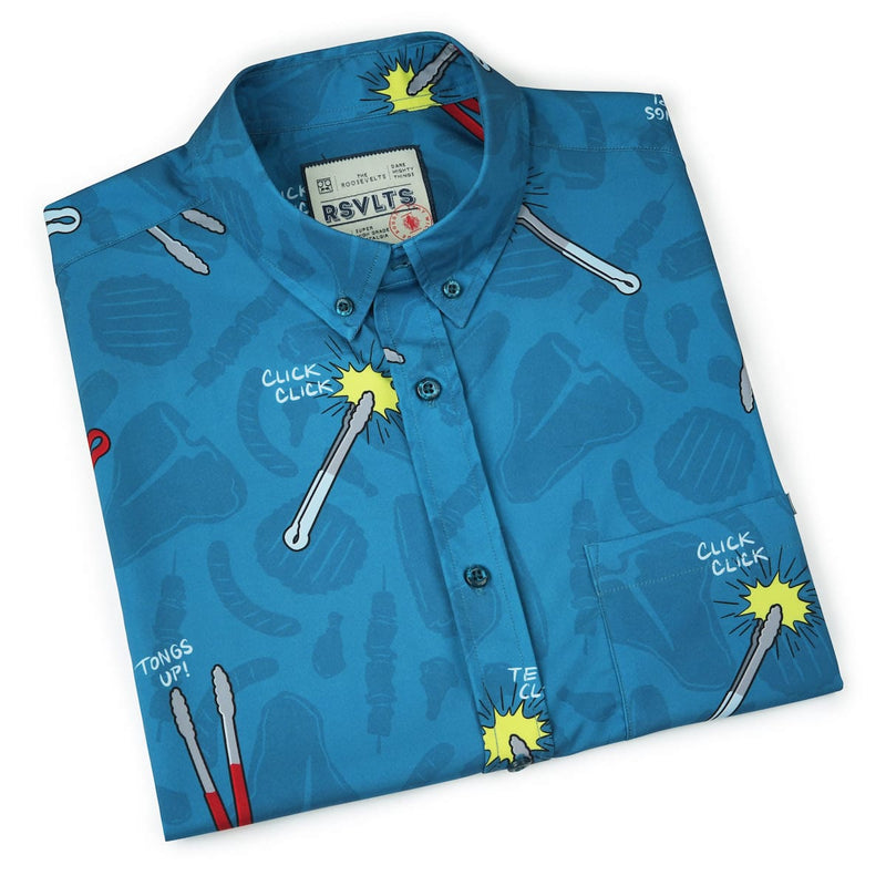 RSVLTS BIG Let Me See That Tong KUNUFLEX Short Sleeve Shirt in Blue — detail 6