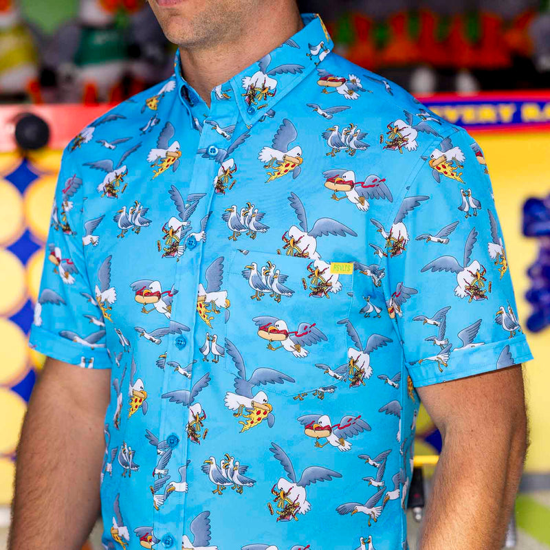 RSVLTS Beach Bandits KUNUFLEX Short Sleeve Shirt in Blue — front view