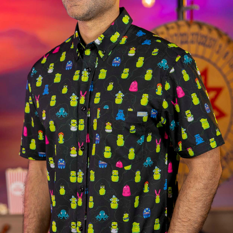RSVLTS Kuchi Karacters KUNUFLEX Short Sleeve Shirt in Black — detail 4