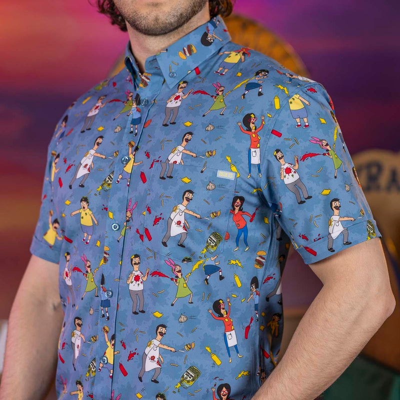 RSVLTS Belcher Brawl KUNUFLEX Short Sleeve Shirt in Blue — detail 6