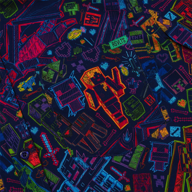 RSVLTS Neon Block Party KUNUFLEX Short Sleeve Shirt in Black — detail 3